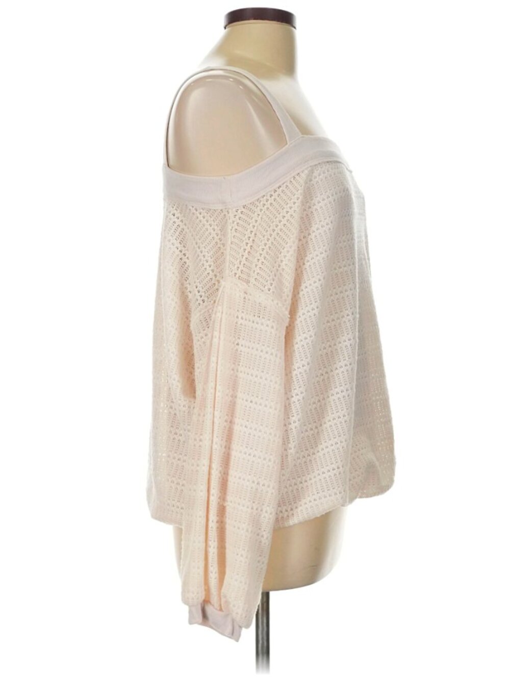 Free People "Sistine Hacci" Cold Shoulder Knit Top In Pearl - Size Large - Picture 4 of 12